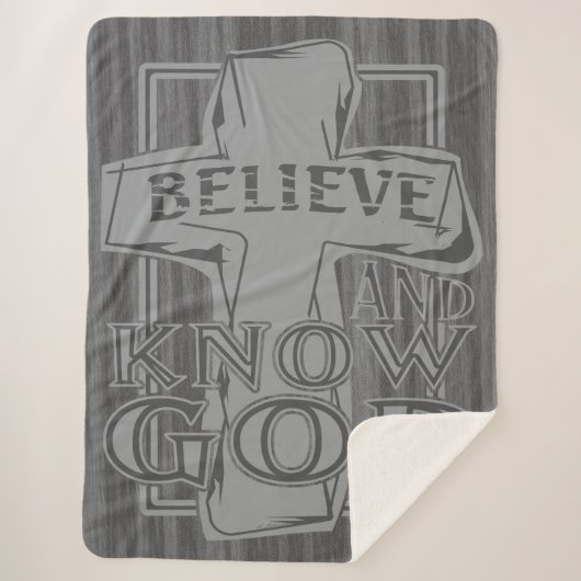 Christelijk Christuskruis in Steengrijs T-shirt Sherpa Deken (Voorkant)