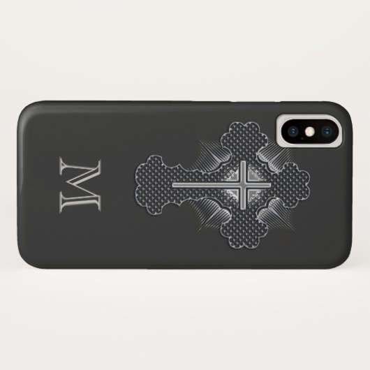 Christelijk chroomkleurig monogram Case-Mate iPhone case (Achterkant (horizontaal))