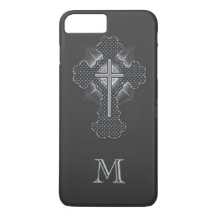 Christelijk chroomkruis grijs monogram iPhone 8/7 plus hoesje