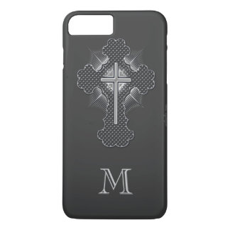 Christelijk chroomkruis grijs monogram 	iPhone 8/7 plus hoesje