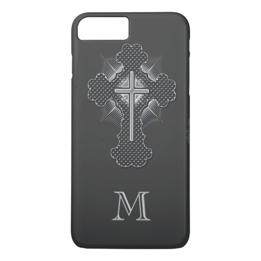 Christelijk chroomkruis grijs monogram Case-Mate iPhone case (Achterkant)