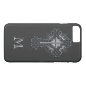 Christelijk chroomkruis grijs monogram Case-Mate iPhone case (Achterkant (Horizontaal))