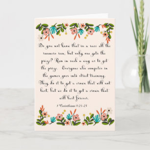 Christelijk citaat art. 1 Corinthians 9:24-25 Feestdagen Kaart