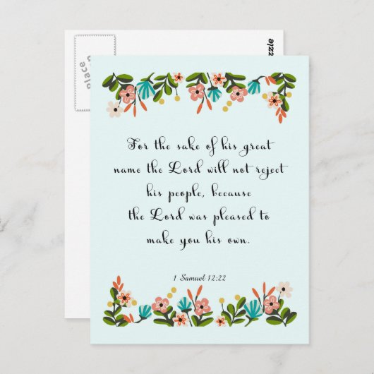 Christelijk citaat Art - 1 Samuel 12:22 Briefkaart (Voorkant / Achterkant)