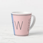 Christelijk Citaat Blauw Roze Monogram Latte Mok (Rechterhoek)