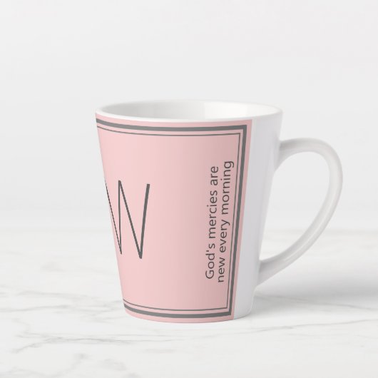 Christelijk Citaat Blauw Roze Monogram Latte Mok (Rechts)