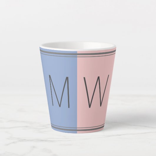 Christelijk Citaat Blauw Roze Monogram Latte Mok (Voorkant)