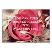 Christelijk citaat God kan gebroken stukken draaie Kaart (Achterkant)