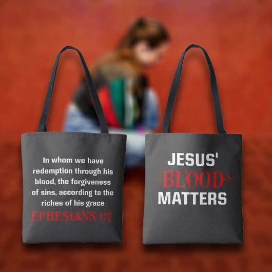 Christelijk citaat Jesus Blood Matters Bijbelvers Tote Bag