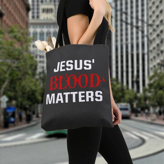 Christelijk citaat Jesus Blood Matters Bijbelvers Tote Bag