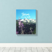 Christelijk citaat: Jesus is my Rock Canvas Afdruk (Insitu (Houten vloer))