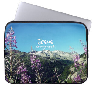 Christelijk citaat: Jesus is my Rock Laptop Sleeve