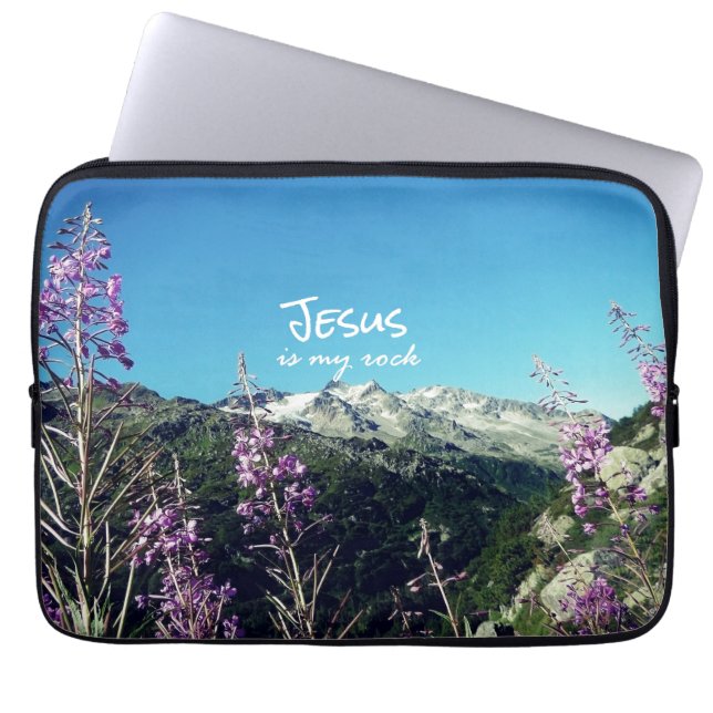 Christelijk citaat: Jesus is my Rock Laptop Sleeve (Voorkant)
