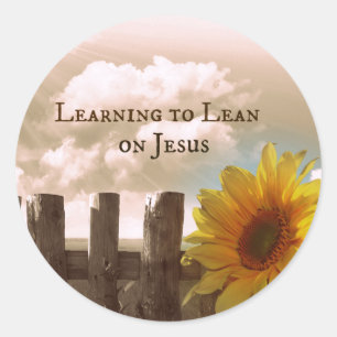 Christelijk citaat: Leren om op Jezus te leunen Ronde Sticker