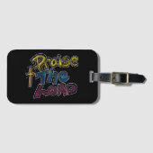 Christelijk citaat ‘Prijs de Heer’ op zwart Bagagelabel (Voorkant (horizontaal))