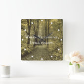 Christelijk citaat waar hij me leidt vierkante klok (Huis)