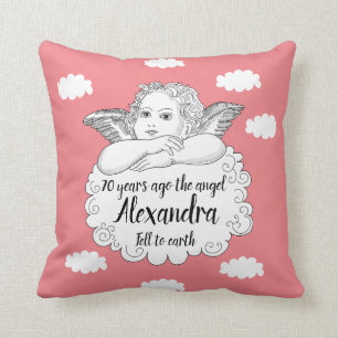 Christelijk Cloud Angel Happy 70th Birthday Pink Kussen