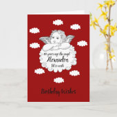 Christelijk Cloud Angel Happy 80th Birthday Red Kaart (Gele Bloem)