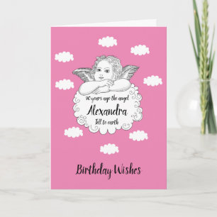 Christelijk Cloud Angel Happy 90th Birthday Pink Kaart