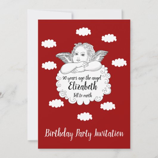 Christelijk Cloud Angel Happy 90th Birthday Red Kaart (Voorkant)