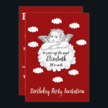 Christelijk Cloud Angel Happy 90th Birthday Red Kaart<br><div class="desc">Pas de tekst op deze verjaardagsuitnodiging eenvoudig aan met behulp van de meegeleverde sjabloon. Onderdeel van de verjaardagsserie "Angels and clouds".</div>