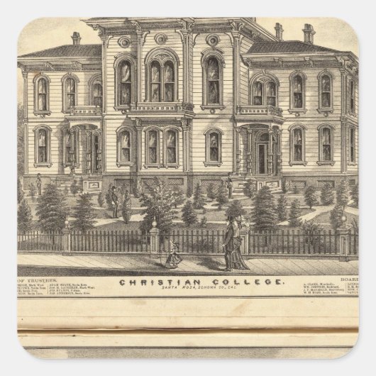 Christelijk College en Pacific Methodist College Vierkante Sticker (Voorkant)