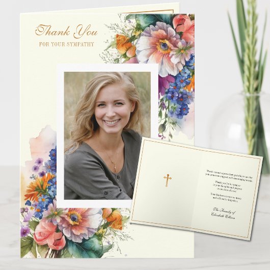 Christelijk condoleances Floral foto-waardering Bedankkaart