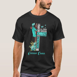 Christelijk Cross Blauwgroen Lint Survivor Fighter T-shirt
