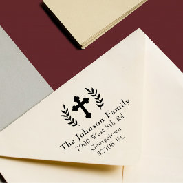 Christelijk Cross Custom Elegant Retour Adres Rubberstempel