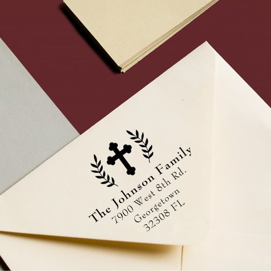 Christelijk Cross Custom Elegant Retour Adres Rubberstempel