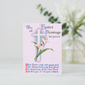 Christelijk Cross Easter Lily Gedicht Feestdagenkaart (Staand voorkant)