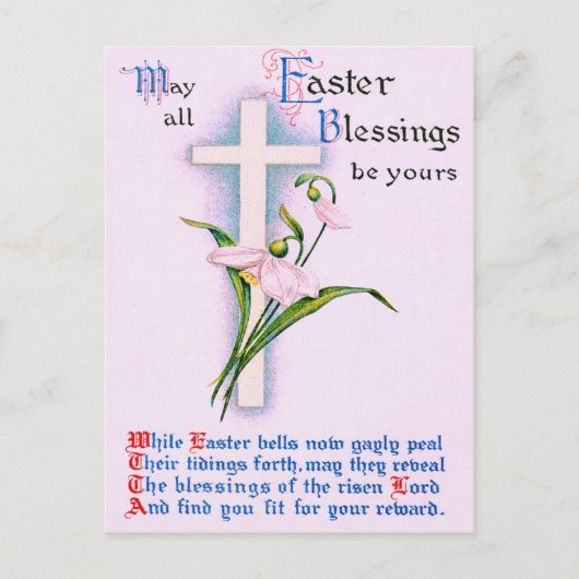Christelijk Cross Easter Lily Gedicht Feestdagenkaart (Voorkant)