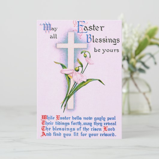 Christelijk Cross Easter Lily Gedicht Kaart (Staand voorkant)