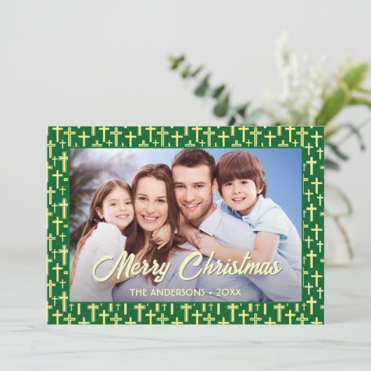 Christelijk cross-elant script: Kerstmis Feestdagenkaart (Staand voorkant)