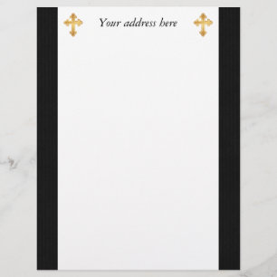 Christelijk Cross Fleury Gold op zwart Briefhoofd Ontwerp