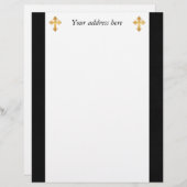 Christelijk Cross Fleury Gold op zwart Briefhoofd Ontwerp (Voorkant / Achterkant)