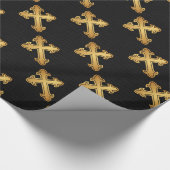 Christelijk Cross Fleury Gold op zwart Cadeaupapier (Hoek)