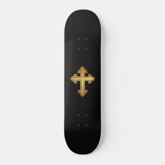 Christelijk Cross Fleury Gold op zwart Persoonlijk Skateboard (Voorkant)