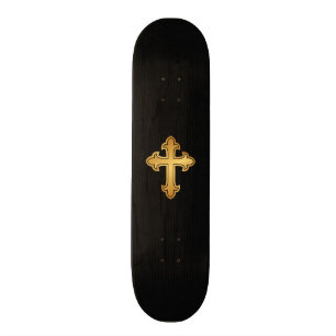 Christelijk Cross Fleury Gold op zwart Persoonlijk Skateboard