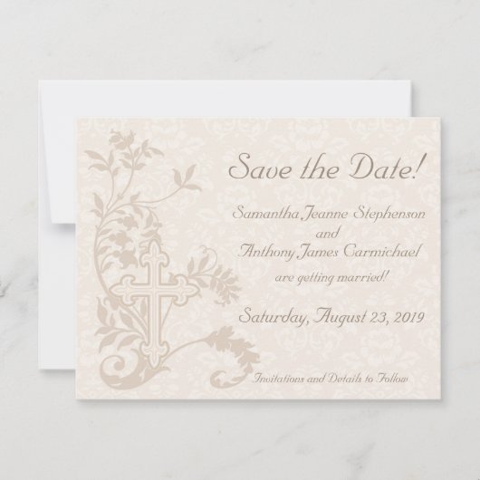 Christelijk Cross Flourish Save the Date Cards (Voorkant)