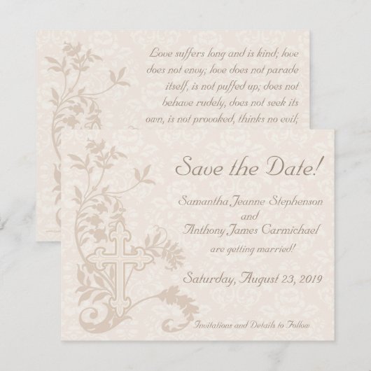 Christelijk Cross Flourish Save the Date Cards (Voorkant / Achterkant)