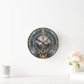 Christelijk Cross Glas in lood Ronde Klok (Huis)