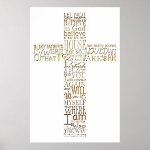 Christelijk Cross-gouden Bijbel Veres Poster