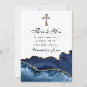 Christelijk Cross Navy Blue Gold bevestiging Bedankkaart (Voorkant)
