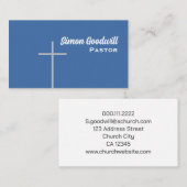 Christelijk Cross Pastor Visitekaartjes Blauw (Voorkant / Achterkant)