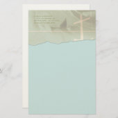 Christelijk Cross Stationery gescheurde rand op Aq Briefpapier (Voorkant / Achterkant)