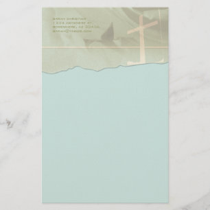 Christelijk Cross Stationery gescheurde rand op Aq Briefpapier