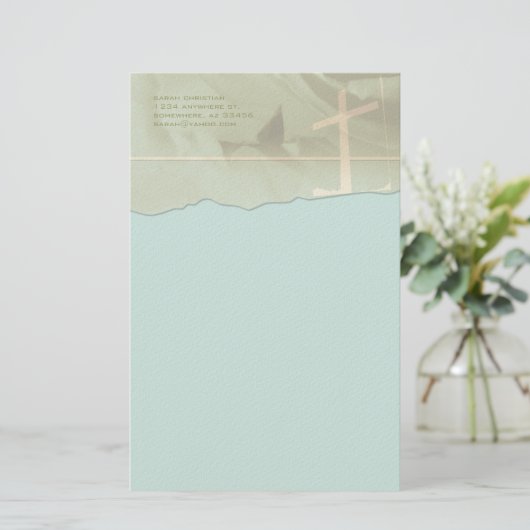 Christelijk Cross Stationery gescheurde rand op Aq Briefpapier (Staand voorkant)