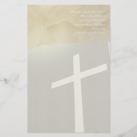 Christelijk Cross Stationery op grijs Briefpapier (Voorkant)
