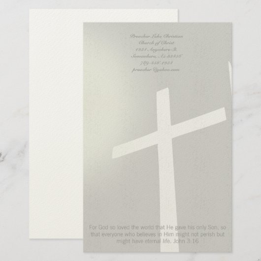 Christelijk Cross Stationery op grijs Briefpapier (Voorkant / Achterkant)